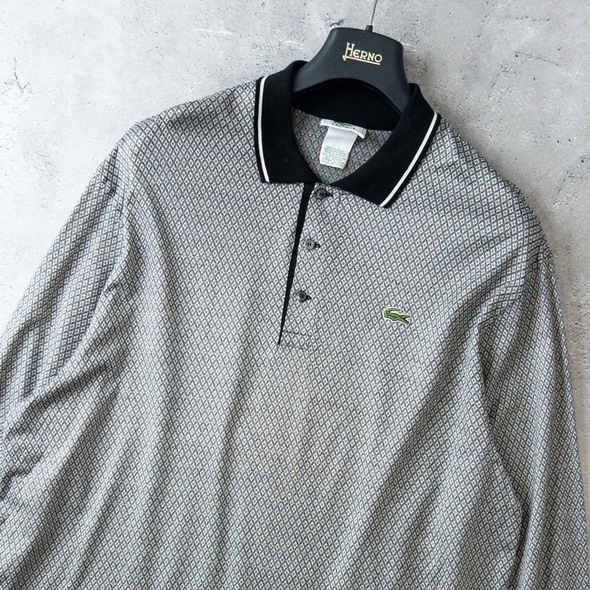 美品 フランス製 LACOSTE ラコステ 上質 コットン 長袖 ポロシャツ