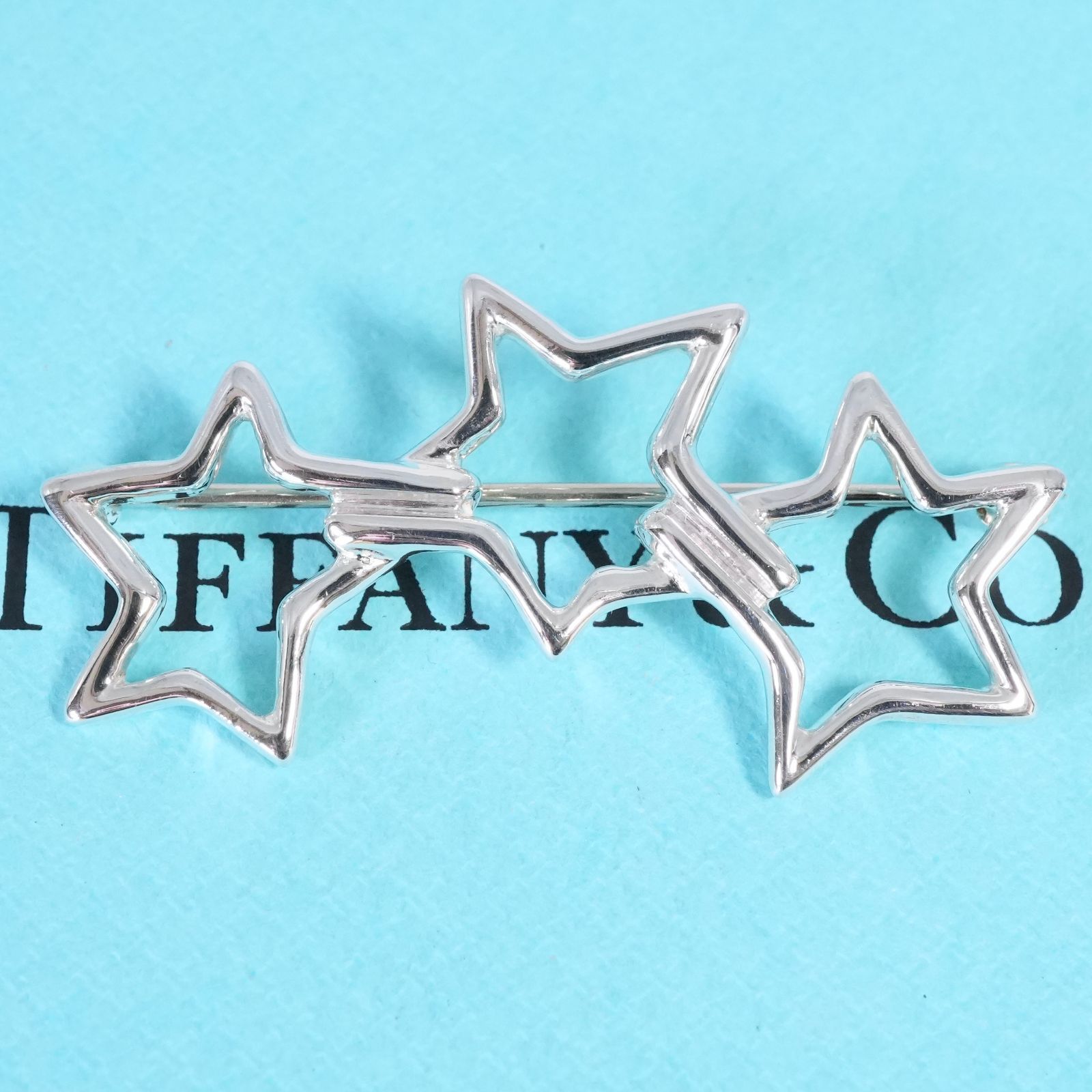 極美品 ヴィンテージ ティファニー トリプルスター ブローチ/25-2017S