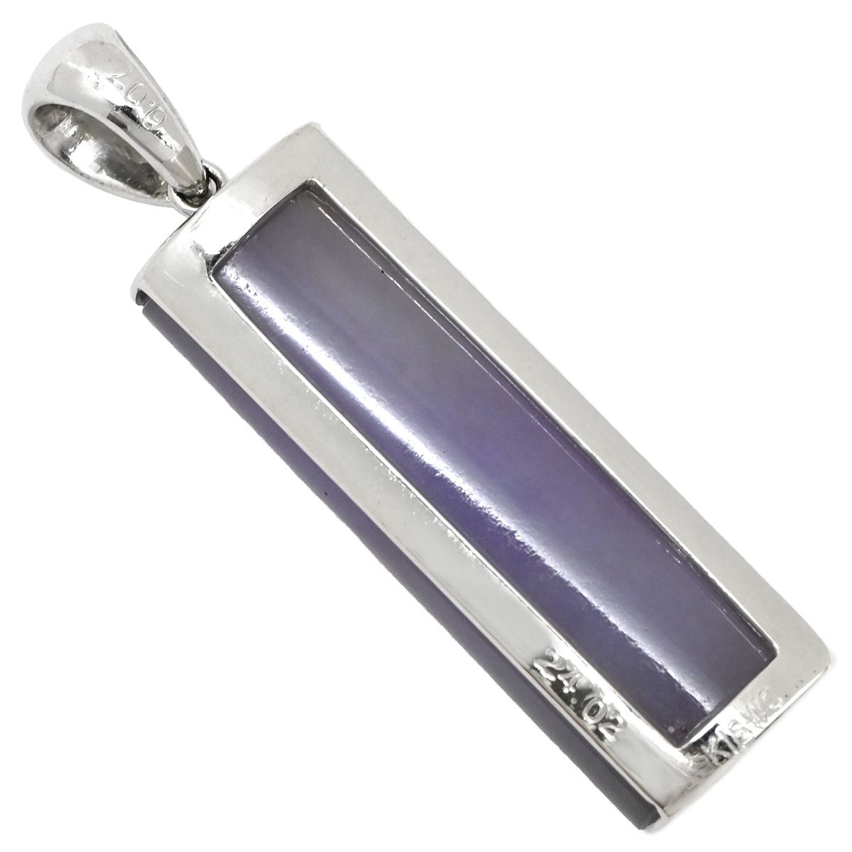 ペンダントトップ ラベンダーヒスイ ダイヤ ホワイトゴールド 翡翠 紫 ジェダイト ミックスカボションカット 四角 ネックレストップ 18 K 18金