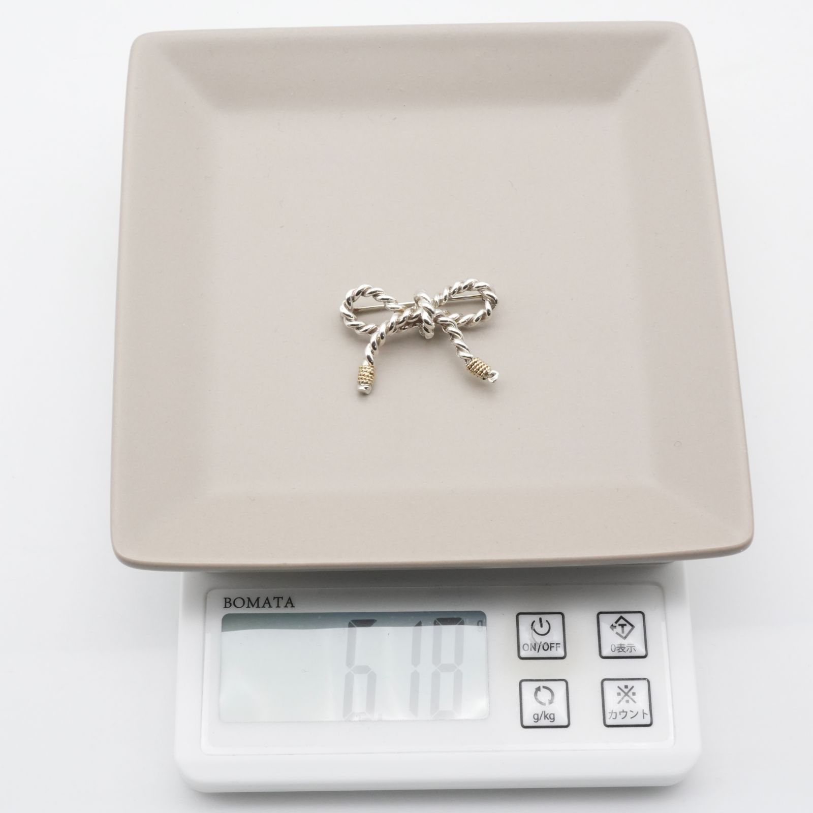 ふじ　ティファニー　コンビツイスト　ブローチ 極美品 ティファニー ツイスト リボン コンビ ブローチ/25-1641S