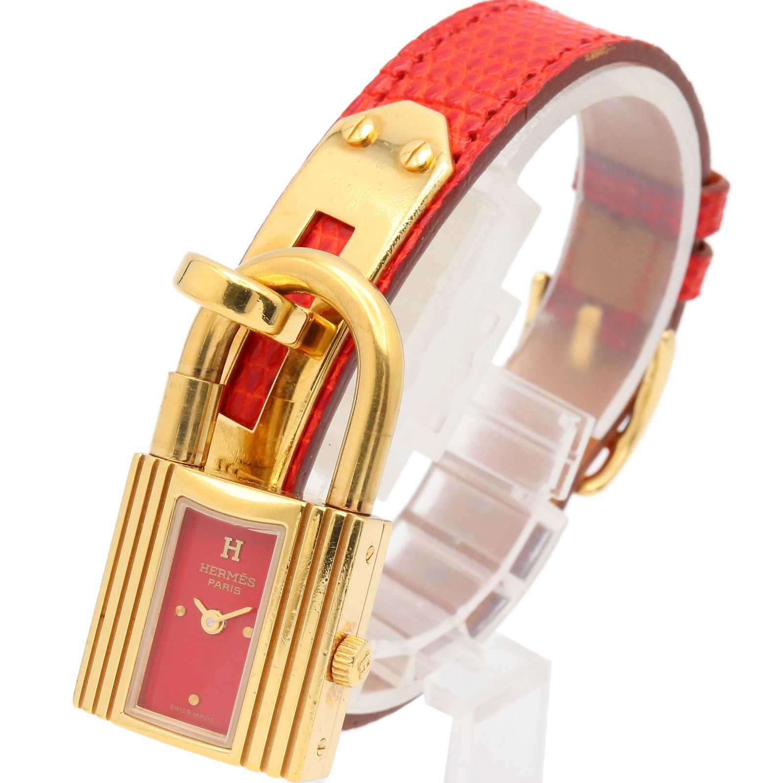 エルメス HERMES 腕時計 ケリーウォッチ KE1.201 レッド GP（ゴールド