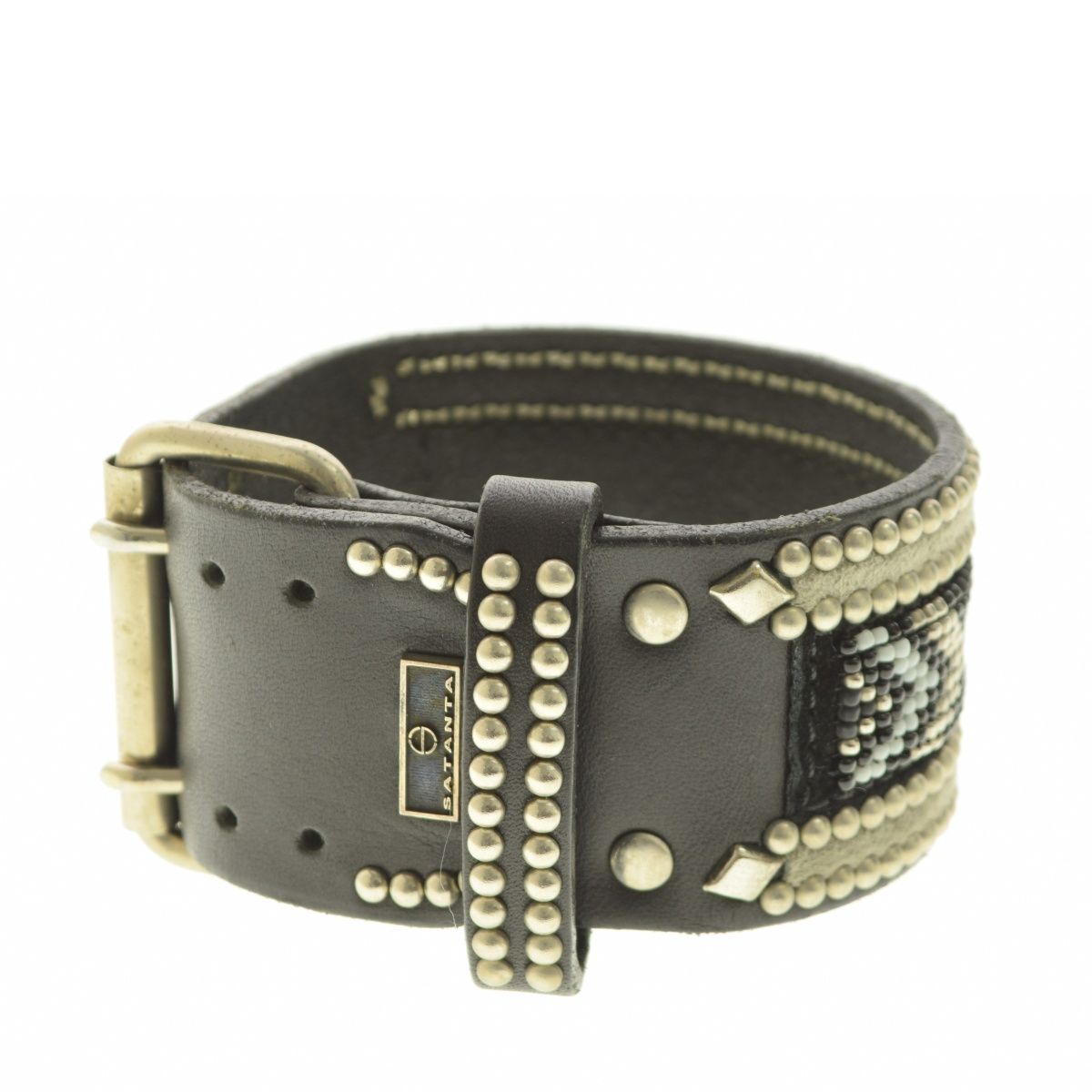 SATANTA BEADS LEATHER BRESS ビーズ レザー ブレスレットバングル