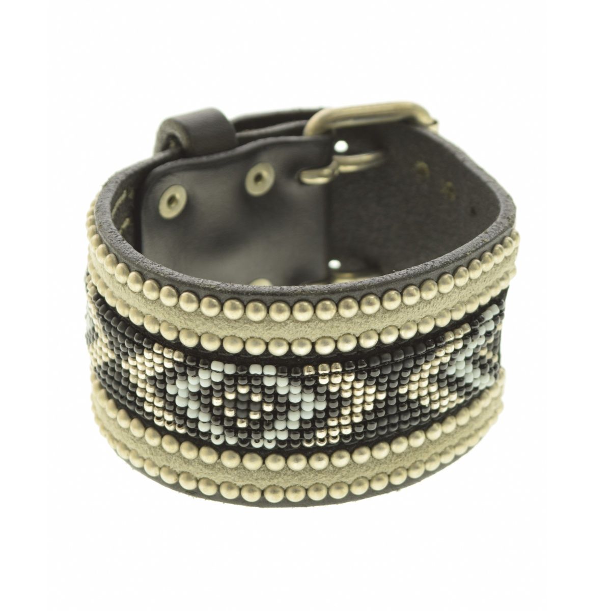 SATANTA BEADS LEATHER BRESS ビーズ レザー ブレスレットバングル