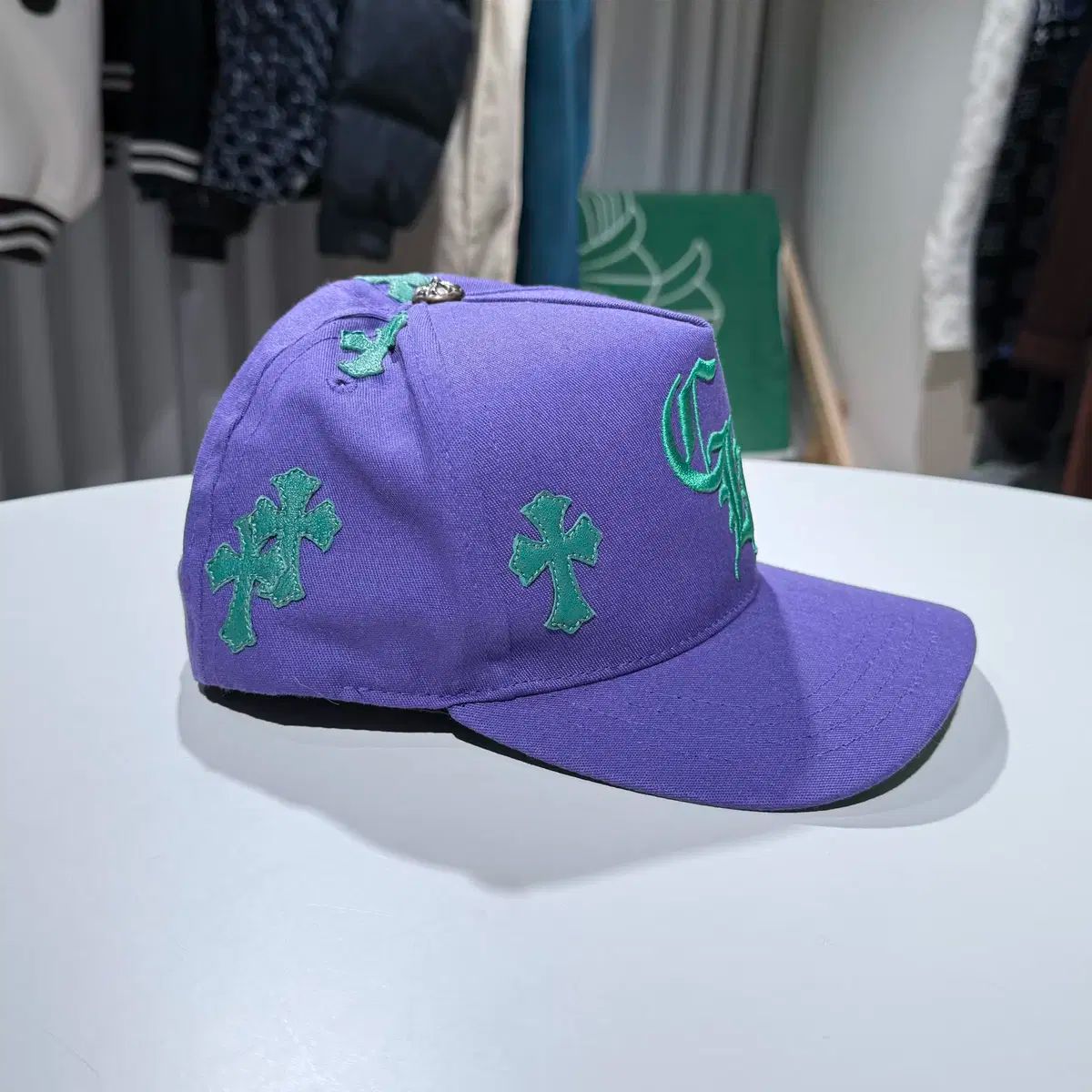 50-60 CHROME HEARTS クロムハーツ クロス パッチ COLOR パープル ベースボールキャップ