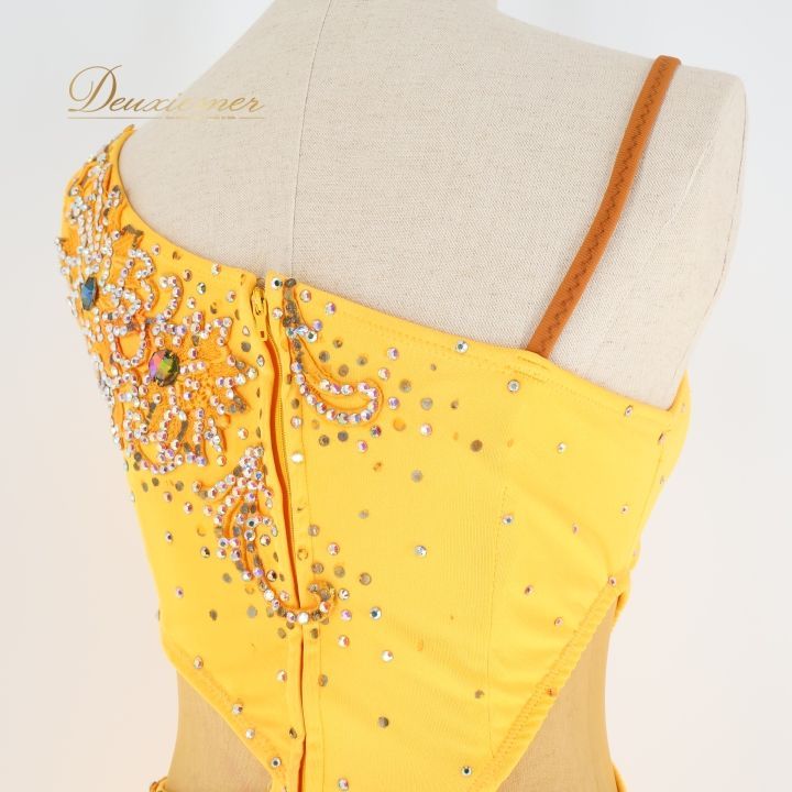 社交ダンス 衣装 ラテン ドレス ワンピース ラテンドレス 黄色 軽い