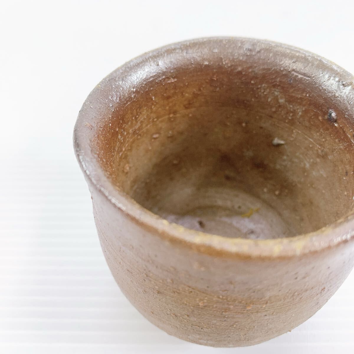 H-127 伊勢崎満 備前焼 酒呑 ぐい呑 木箱付 無形文化財作家 茶道具