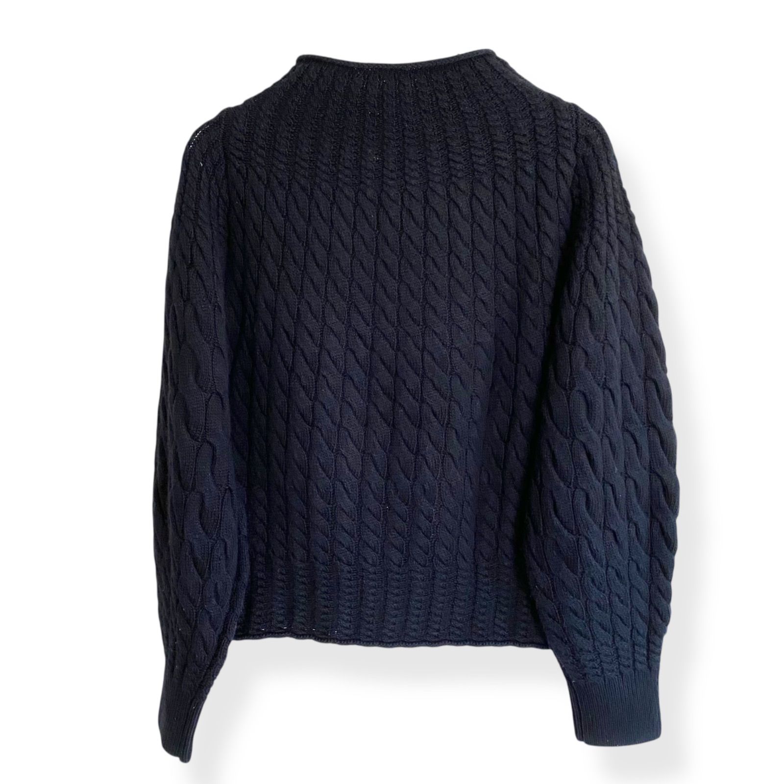 未使用 セオリー ケーブルニット 定価3.5万円コットン S ネイビー Theory セオリー ケーブルニットセーター 長袖 ネイビー ブラック系 S