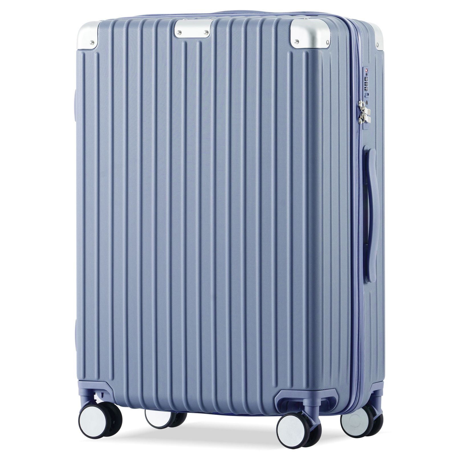 Lサイズ ブルー スーツケース キャリーケース キャリーバッグ ストッパー付き アルミコーナーパッド 7日 14日 大容量超軽量 軽い おしゃれ かわいいダブルキャスター 大型 suitcase