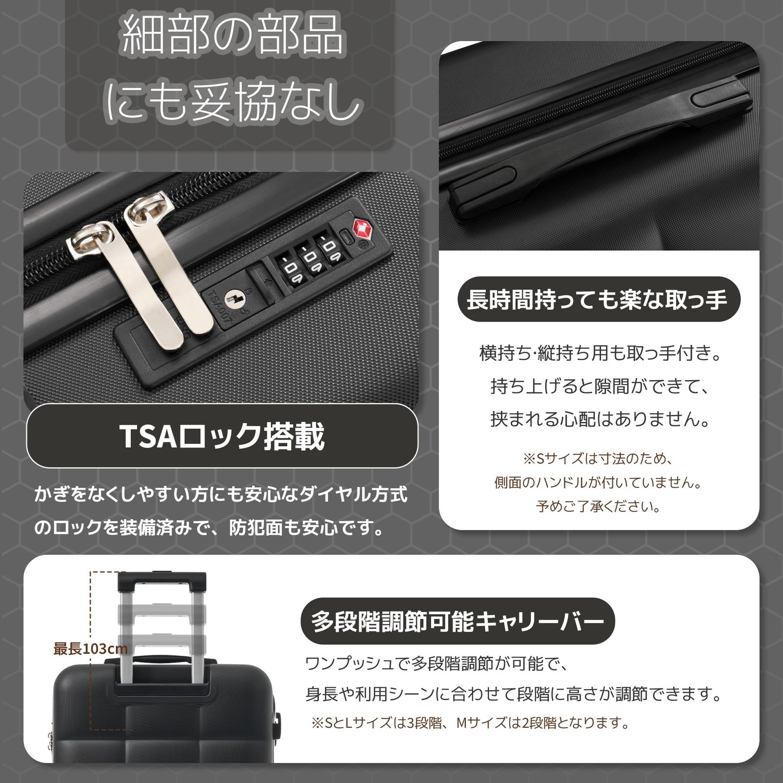 Lサイズ ブラック スーツケース キャリーバッグ キャリーケース 小型