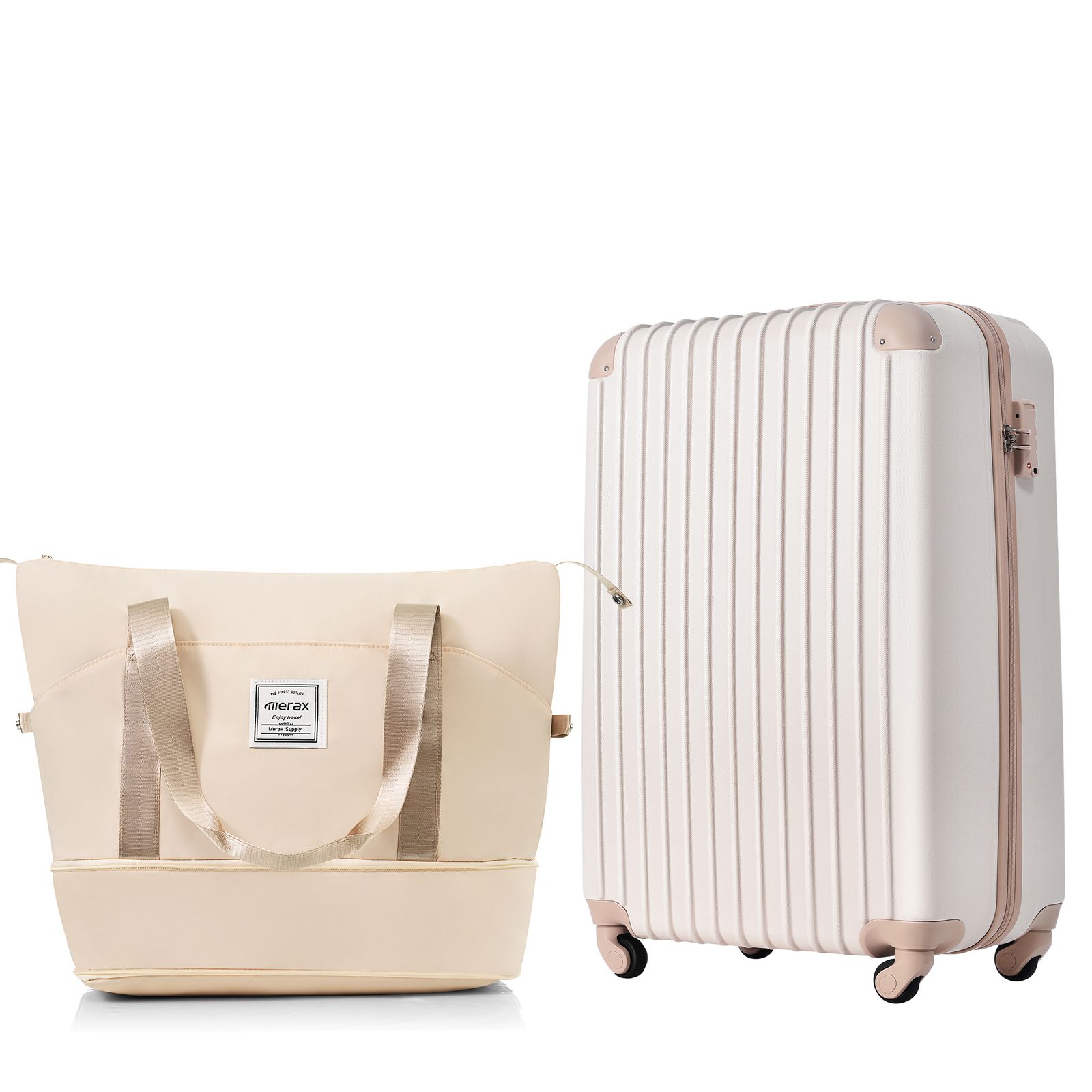 Sサイズピンクスーツケース ベージュバッグ キャリーケース キャリーバッグ 2日 3日 小型 TSAロック搭載 トートバッグ ハンドバッグ レディース バッグ 手提げ 大容量 超軽量 軽い おしゃれ かわいい suitcase bag