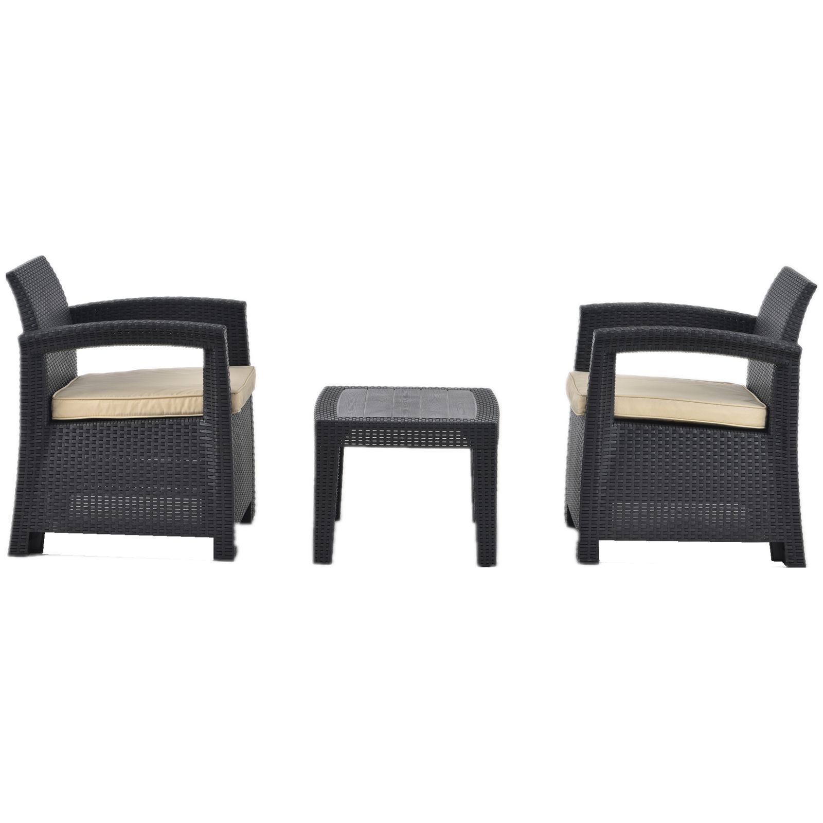 ラタン調 ガーデンファニチャー 3点 ガーデンテーブル ガーデン