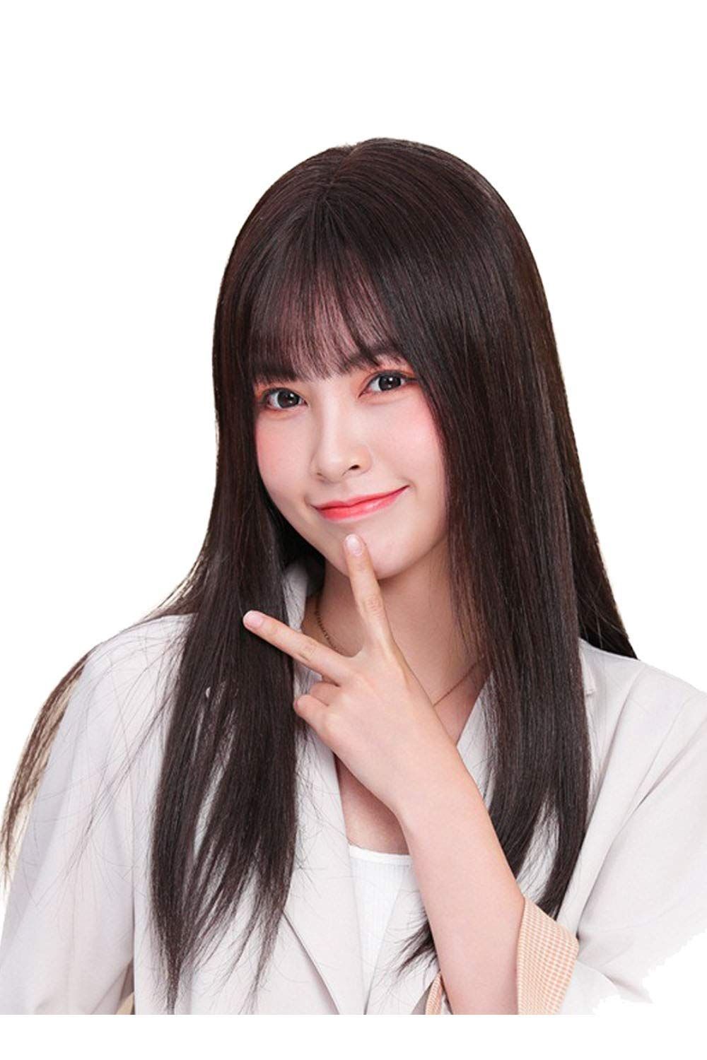 HIYE 人毛 超ロング フルウィッグ かつら おしゃれウィッグ リアルスキン人工皮膚付け 50 cm 人毛ウィッグ