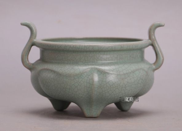 宋 汝窯 青釉 開片 支釘 香炉 宋代古作り 骨董 古民芸 博古棚