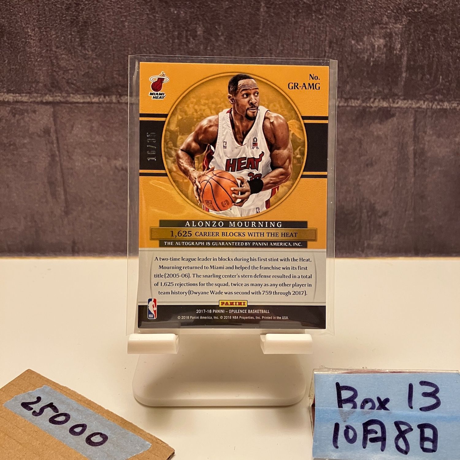 2017 18 Panini opulence Alonzo Mourning 16 35 直筆サインカード Miami HEAT g records カード