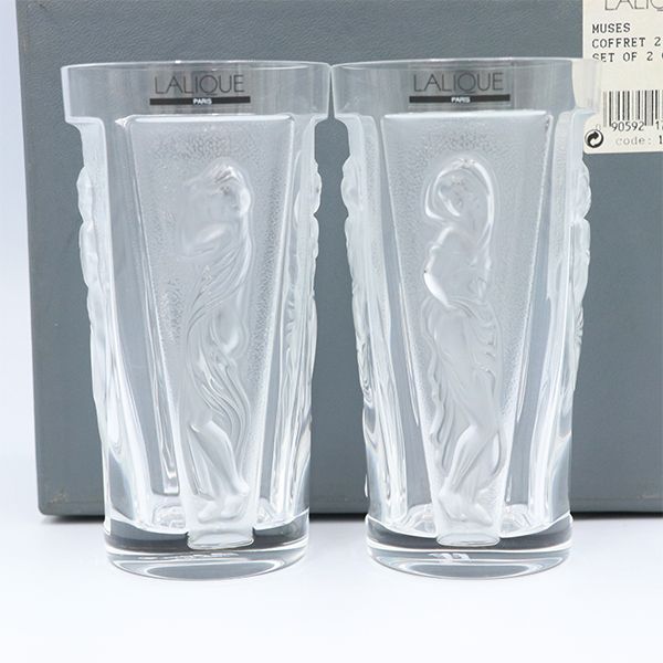 ラリック LAIQUE ペアグラス 女神 ミューズ クリスタルガラス 洋食器 箱 ww