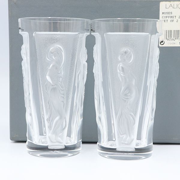 ラリック LAIQUE ペアグラス 女神 ミューズ クリスタルガラス 洋食器 箱 ww