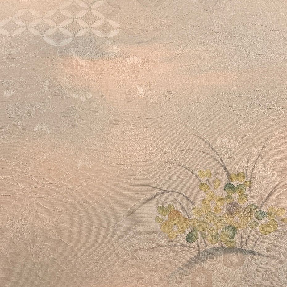 小紋 着尺 反物 1本 正絹 同梱購入歓迎 リメイク用 花柄 和裁練習用