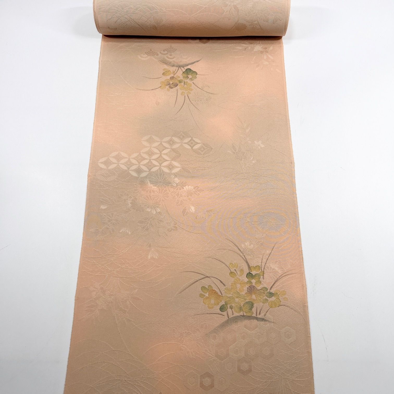 小紋 着尺 反物 1本 正絹 同梱購入歓迎 リメイク用 花柄 和裁練習用