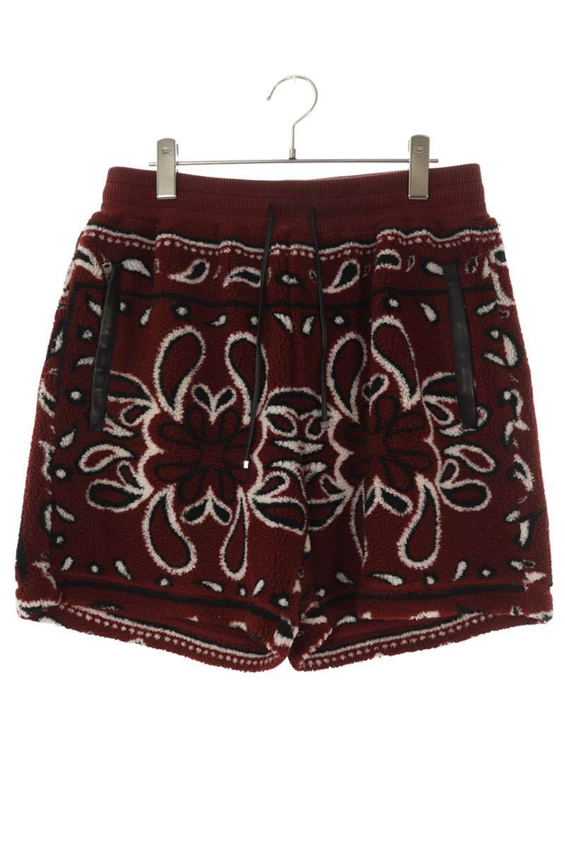 アミリ レザー切替 ペイズリー フリースハーフパンツ メンズ L