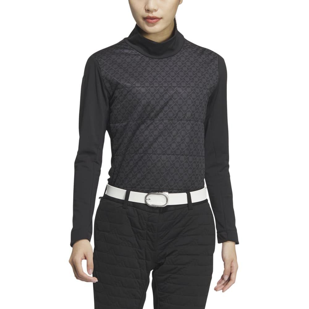 アディダスゴルフ ゴルフ Frost Guard 保温 キルト コンビネーション ハイネック 長袖シャツ レディース ブラック