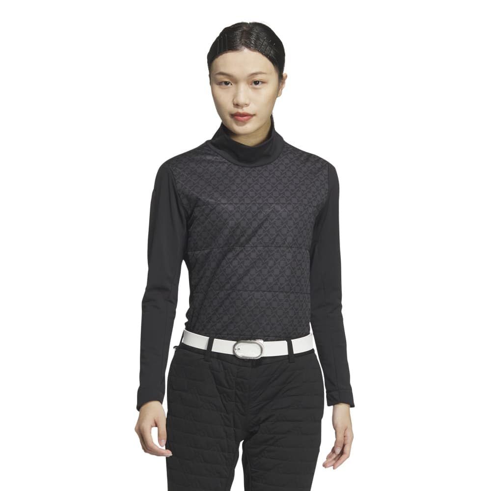 アディダスゴルフ ゴルフ Frost Guard 保温 キルト コンビネーション ハイネック 長袖シャツ レディース ブラック