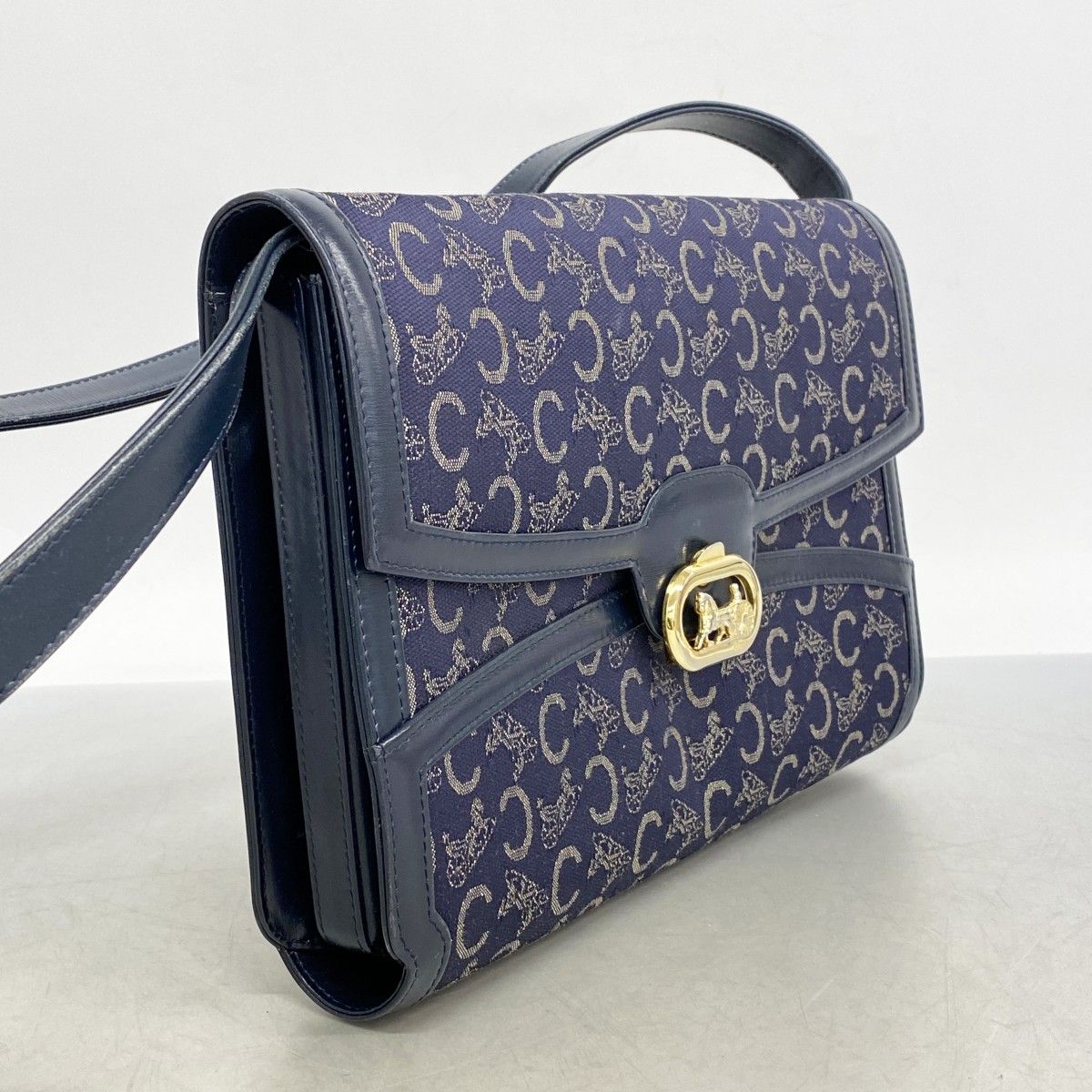 ☆SALE【5ob1241】セリーヌ ショルダーバッグ 馬車金具 Cサルキー