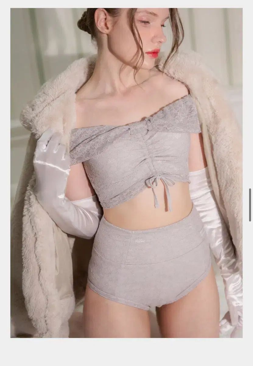 ラビエット オフショルダー ポールダンス ウェア セット グレー