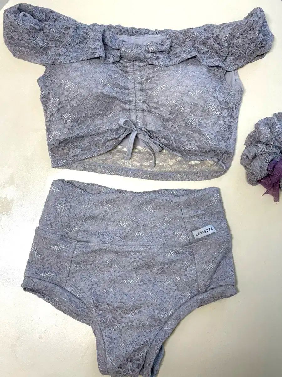 ラビエット オフショルダー ポールダンス ウェア セット グレー