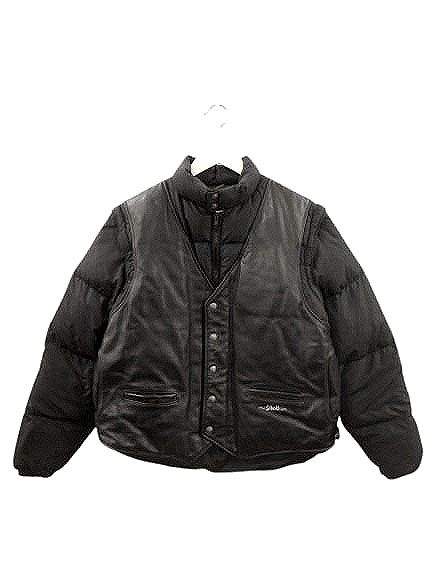 ショット SCHOTT 90s 2WAY レザーベスト ダウンジャケット USA製 44 黒