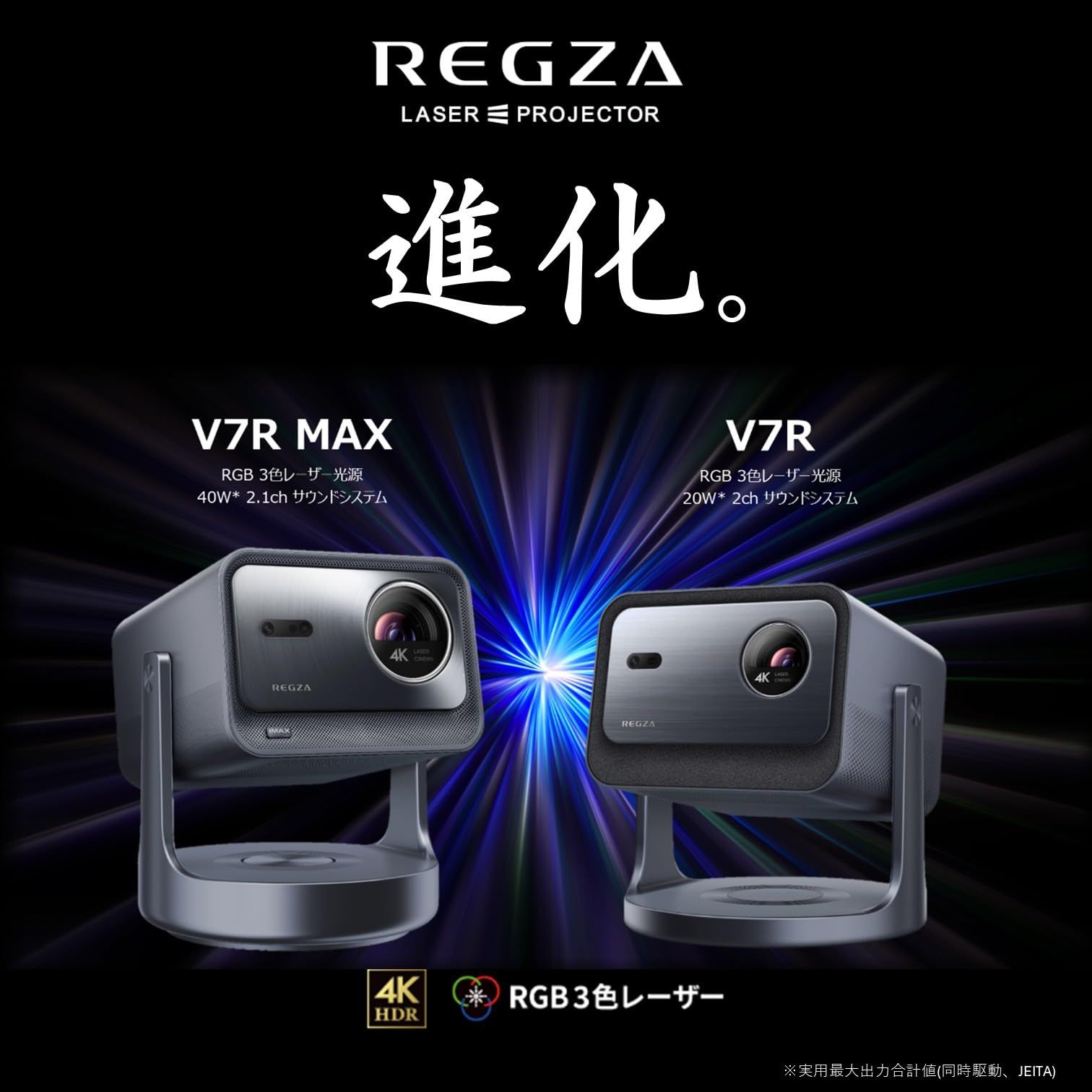 VGP 2025 受賞 REGZA レグザ 4 K プロジェクター RLC V 7 R RGB レーザー 20 W 2 ch Google TV搭載 スマホ連携 000 ISOルーメン 自動台形補正 自動フォーカス調整 Kプロジェクター