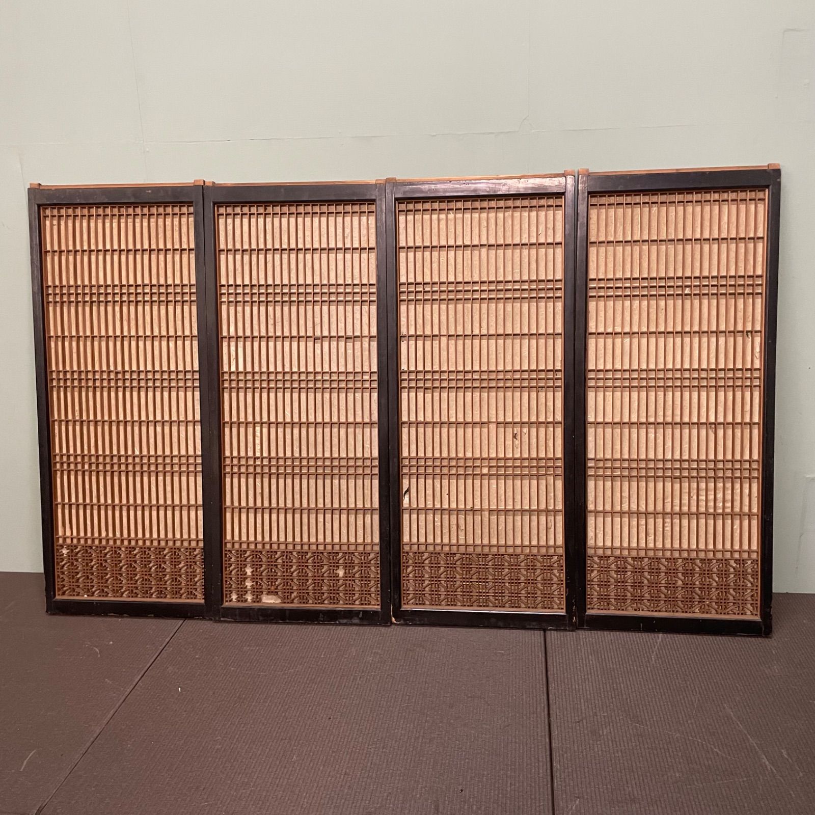 ♭ 建具 格子戸 引き戸 古民家 レトロ セット アンティーク