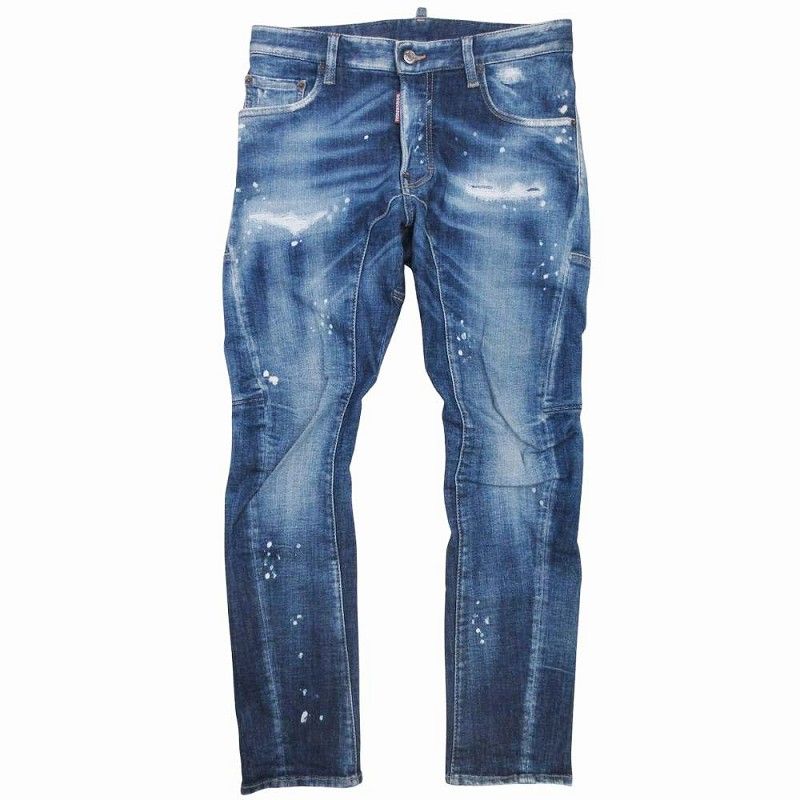 DSQUARED2 バイカー ダメージ加工 ダークブルー デニム DSQUARED2（ディースクエアード）の「PANTS 5 POCKETS /TIDY BIKER