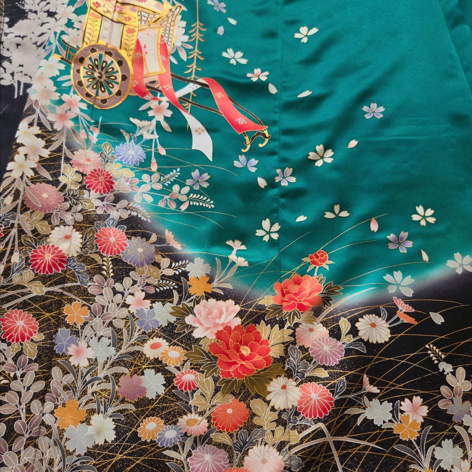 御所車草花文 金彩