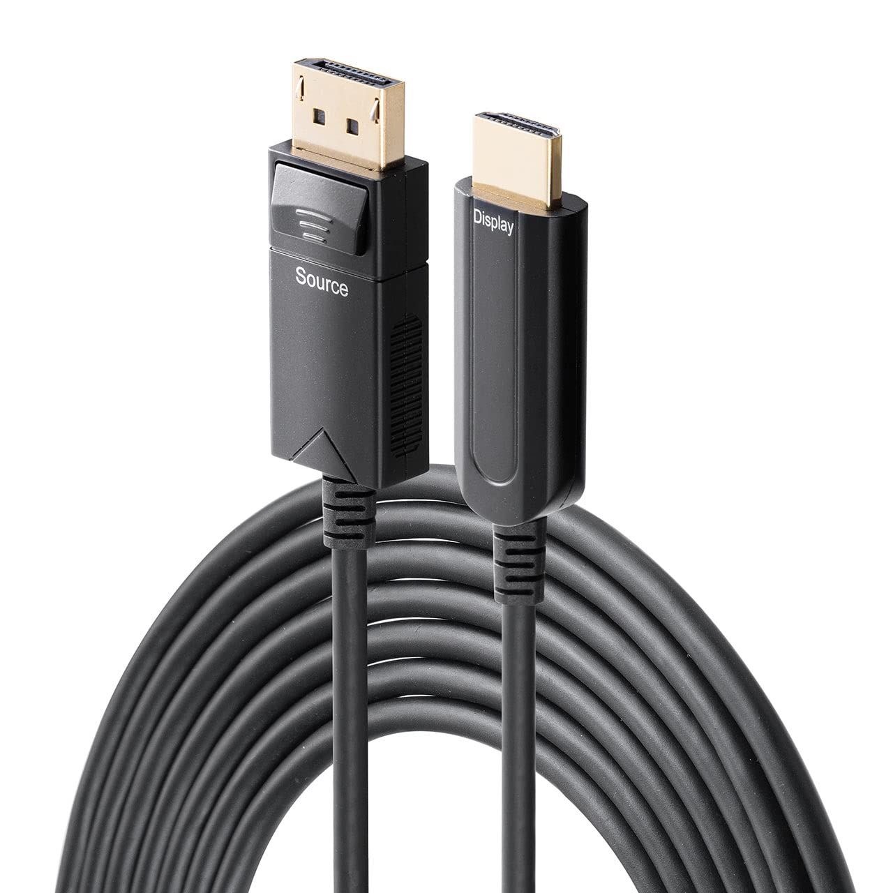 サンワダイレクト DisplayPort to HDMI 変換 光ファイバーケーブル 10 m 4 K 60 Hz AOC ブラック 500 KC 039