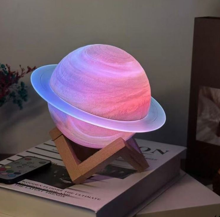 充電式led 3 Dプリント土星ランプタッチコントロール リモコンムーンライトランプベッドサイド夜の光