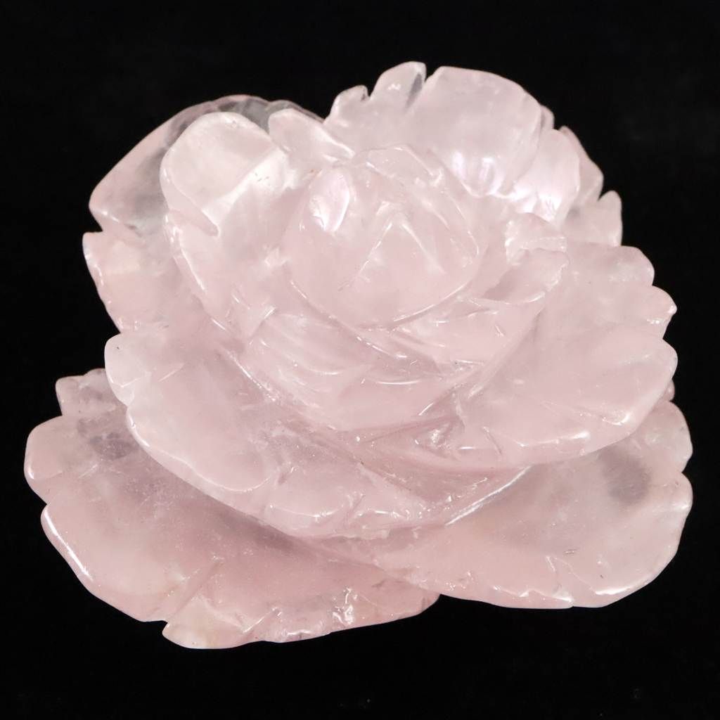 天然石ローズクォーツの薔薇　置物　彫物NO.031811 ローズクォーツ 薔薇彫刻置物 93mm 297g 【榎本通商11522】 ストア