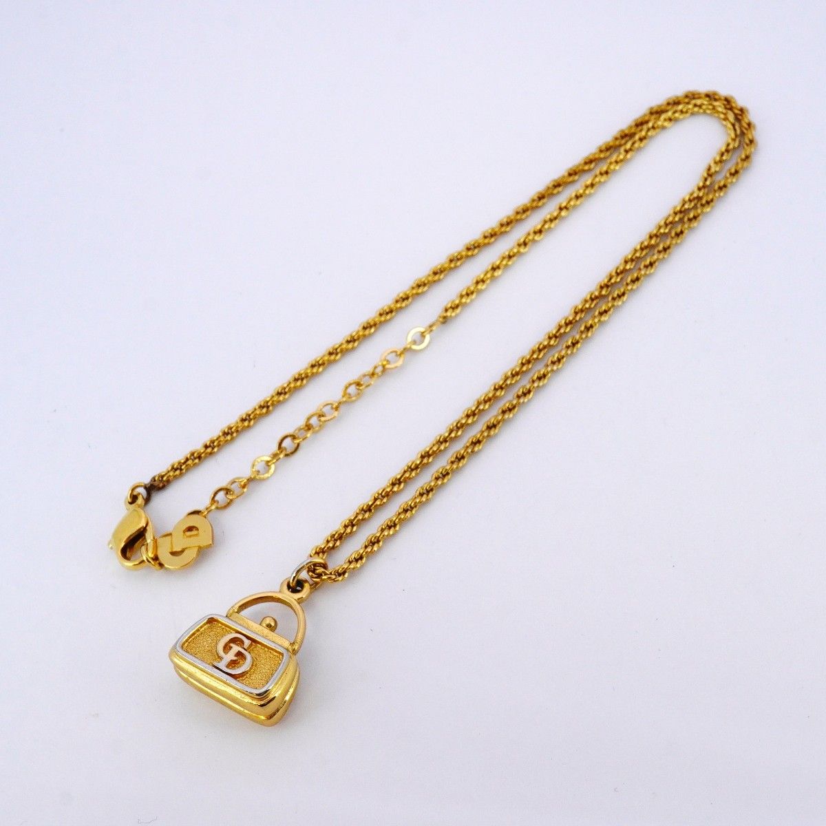 5job0323】クリスチャンディオール ネックレス CDロゴ バッグモチーフ
