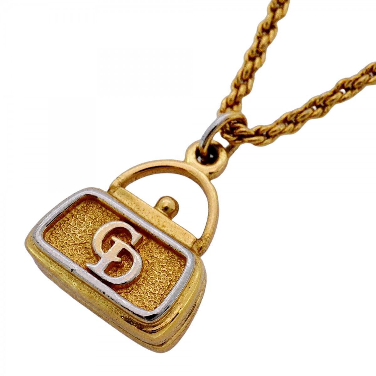 5job0323】クリスチャンディオール ネックレス CDロゴ バッグモチーフ