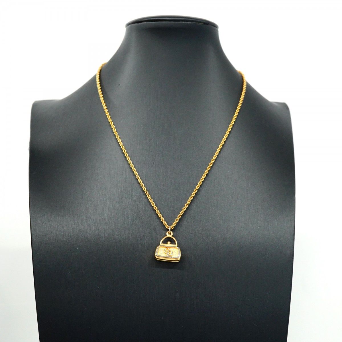5job0323】クリスチャンディオール ネックレス CDロゴ バッグモチーフ