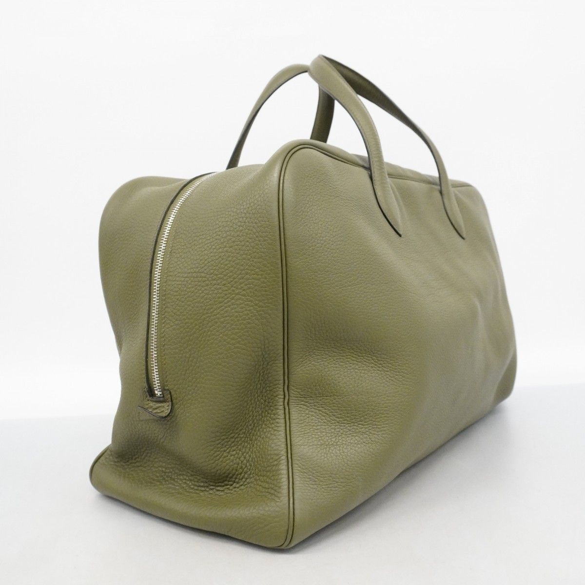 5 od 4366 エルメス ボストンバッグ ヴィクトリア50 トリヨン ヴェール シルバー金具 E刻印 メンズ レディース ユニセックス