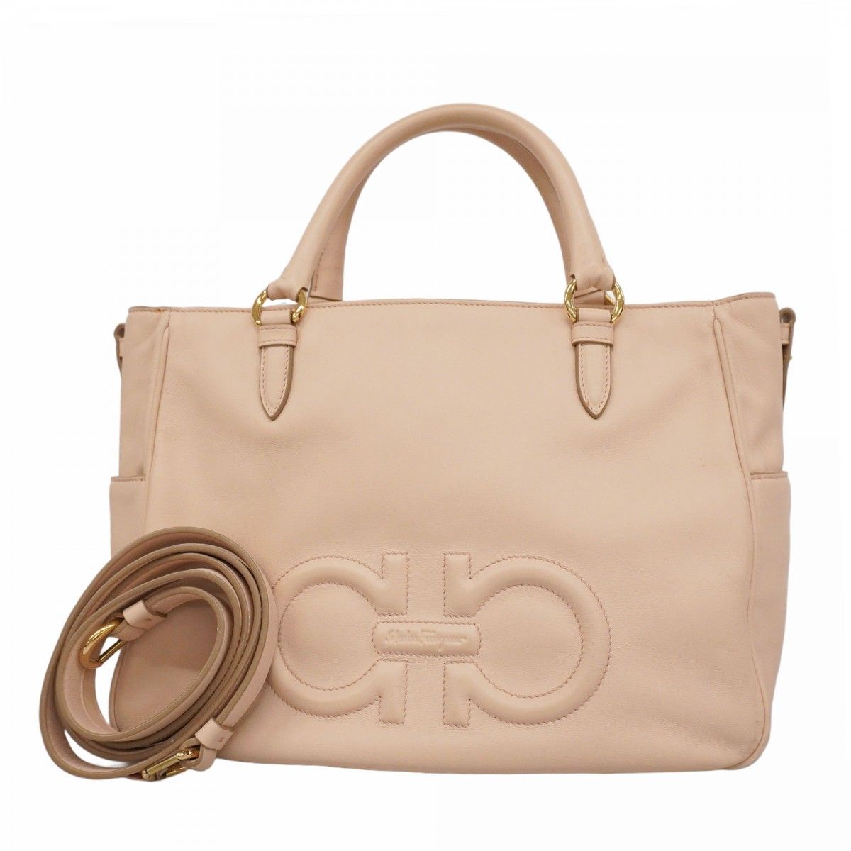 5od4496】サルヴァトーレフェラガモ ハンドバッグ ガンチーニ レザー