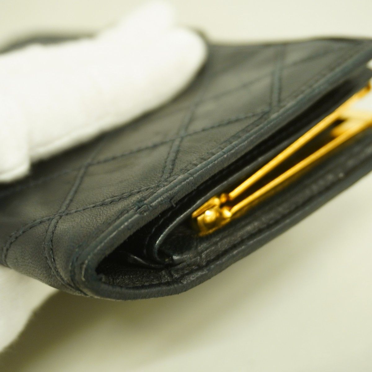 5od4514】シャネル 長財布 ビコローレ ラムスキン ブラック ゴールド