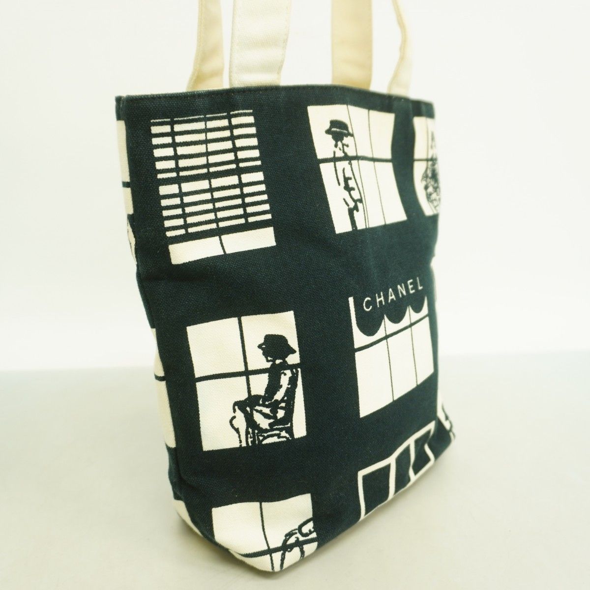 ⭐年代物⭐CHANEL キャンバス トートバッグ 5od4515】シャネル トートバッグ ウィンドウ キャンバス ブラック