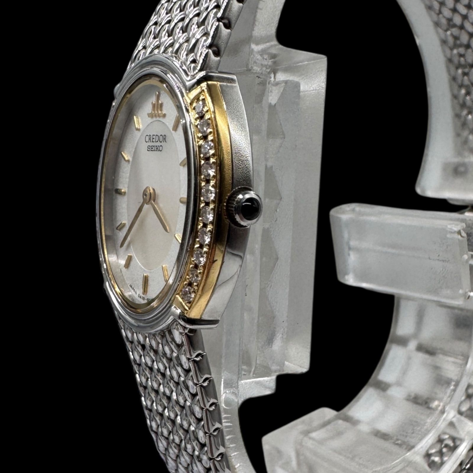 稼働 美品 SEIKO セイコー CREDOR クレドール 18KT SS ダイヤモンド