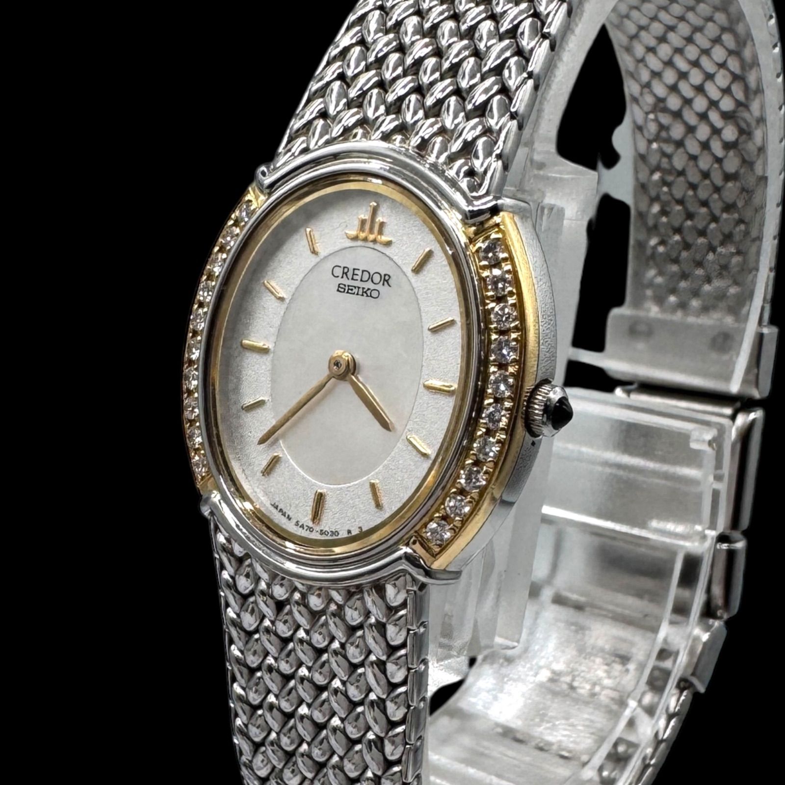 SEIKO CREDOR SS x 18KT クォーツ 腕時計 レディース 稼働 美品 SEIKO セイコー CREDOR クレドール 18KT SS ダイヤモンド
