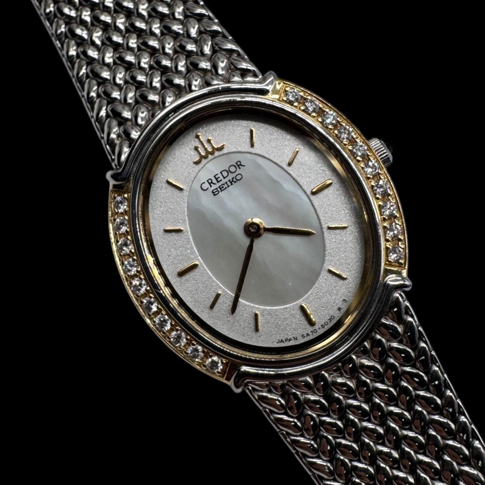 稼働 美品 SEIKO セイコー CREDOR クレドール 18KT SS ダイヤモンド
