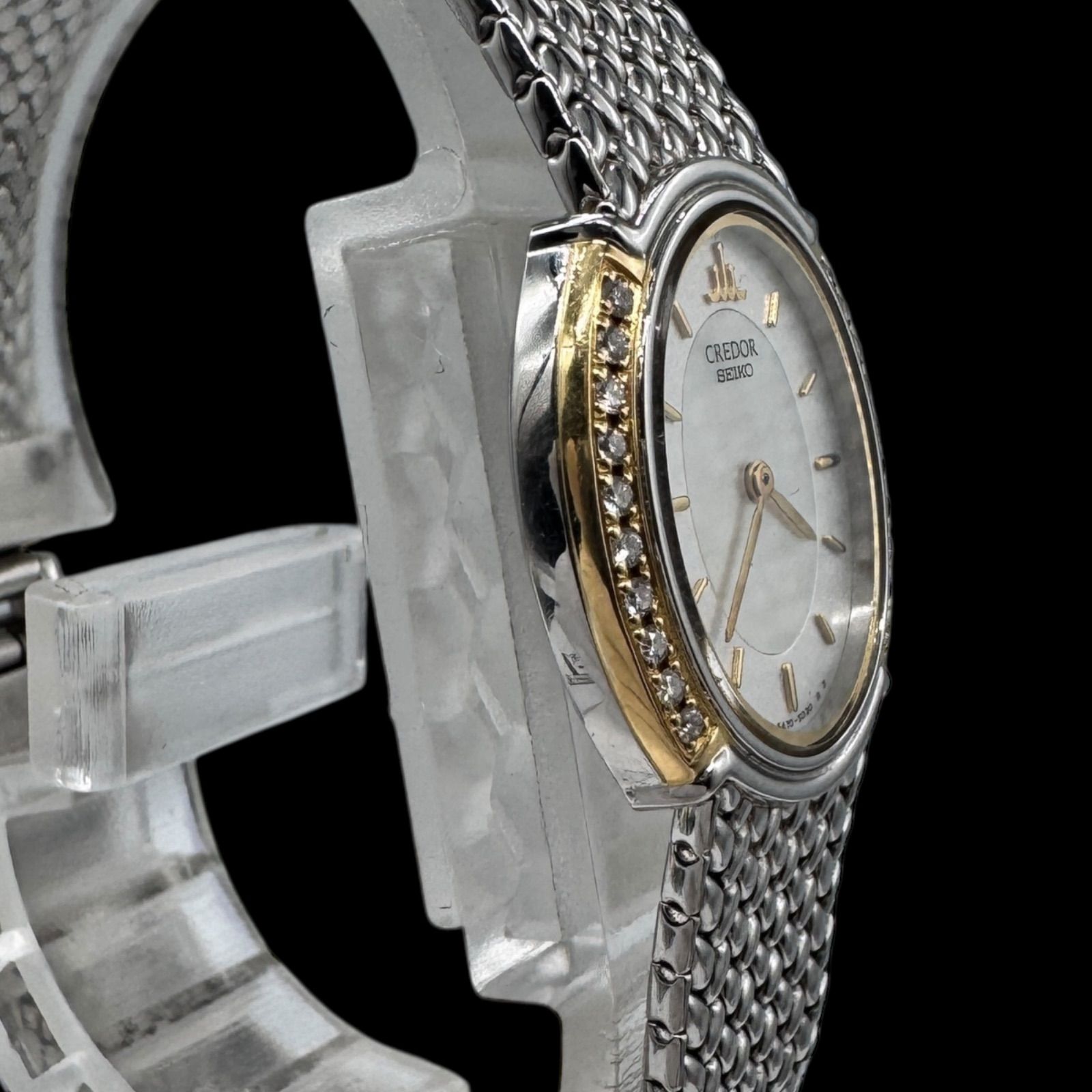 稼働 美品 SEIKO セイコー CREDOR クレドール 18KT SS ダイヤモンド