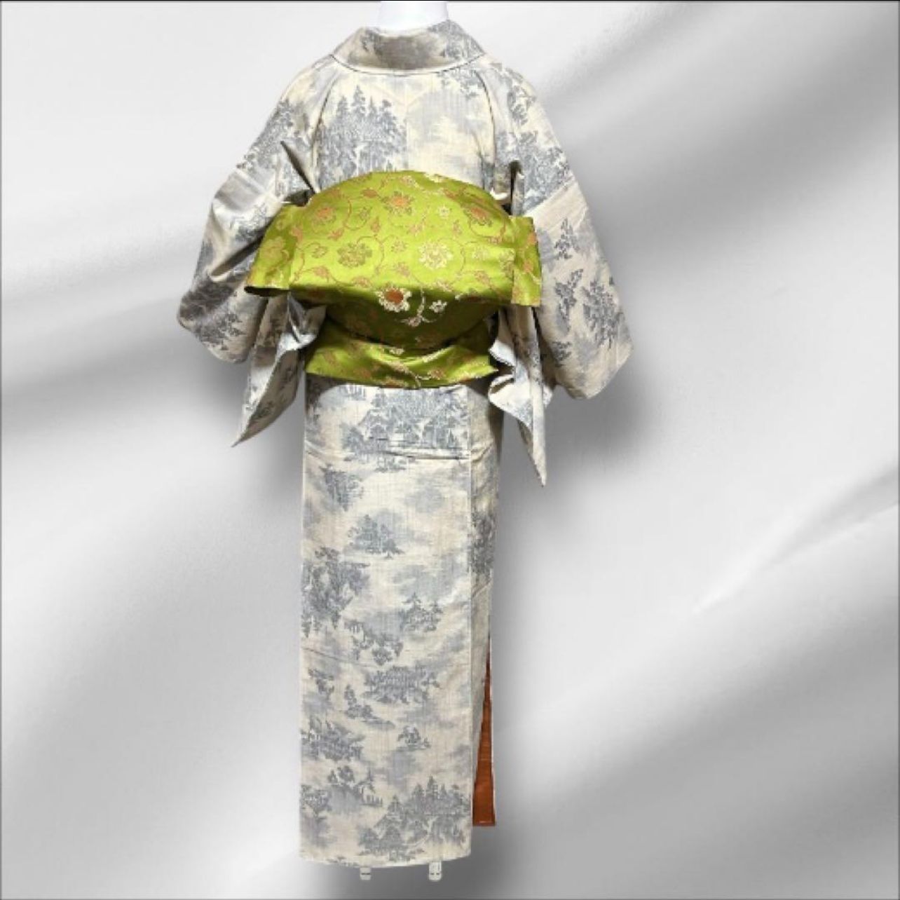 結城紬 しつけ糸付き 花模様 小紋 紬 袷 着物 正絹 結城紬 しつけ糸付き 花模様 小紋 紬 袷 着物 正絹 小紋 フルセット