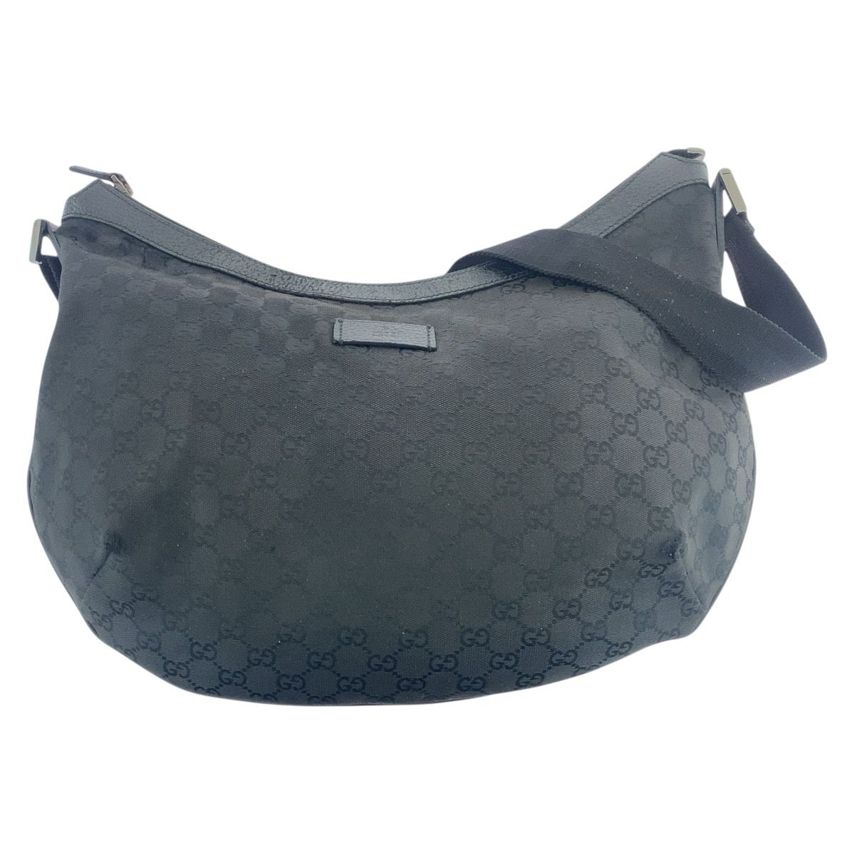 美品 グッチ GGキャンパスショルダーバッグ ブラック シルバー金具 GUCCI グッチ ブラック 黒 シルバー金具 GGキャンバス/レザー 189752