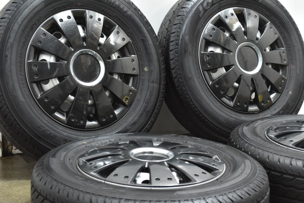 社外ホイールキャップ付き ダイハツ ハイゼット 12 in 4 00 B 40 PCD 100 ヨコハマ JOB RY 52 145 80 R バリ溝 スチール アトレー